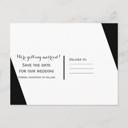 Zwart-wit Eenvoudige afbeelding legant Opslaan Dat Aankondigingskaart (Achterkant)