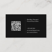 Zwart-wit eenvoudige basis minimalistische QR-code Visitekaartje (Achterkant)