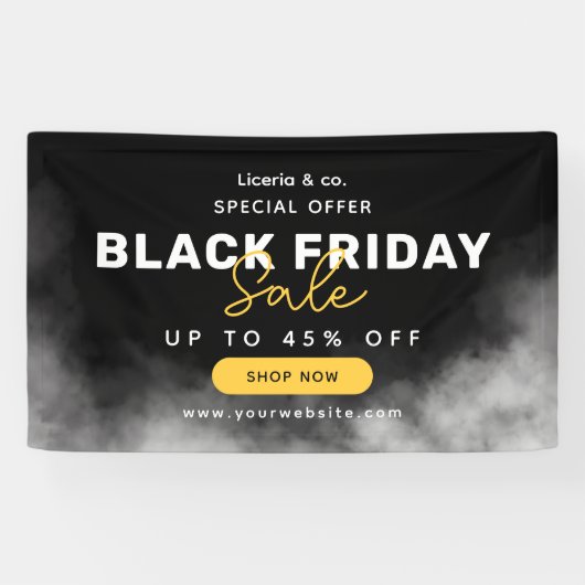 Zwart-wit eenvoudige Black Friday-uitverkoopbanner Spandoek (Horizontaal)