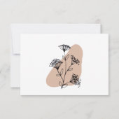 Zwart Wit Eenvoudige Bloemenlijn Kunst Bruiloft RSVP Kaartje (Achterkant)