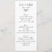 Zwart-wit eenvoudige boog handgeschreven menu (Voorkant)