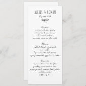 Zwart-wit eenvoudige boog handgeschreven menu (Voorkant / Achterkant)