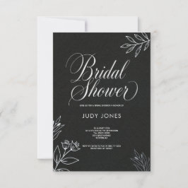 zwart-wit eenvoudige botanische bruidsuitnodiging save the date