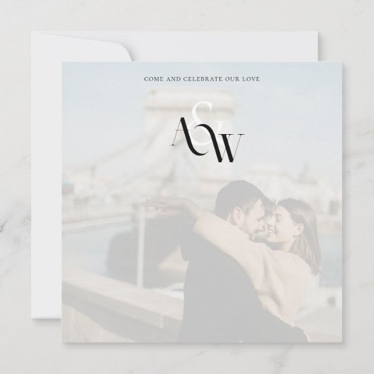 Zwart-wit Eenvoudige bruiloft Kaart (Achterkant)