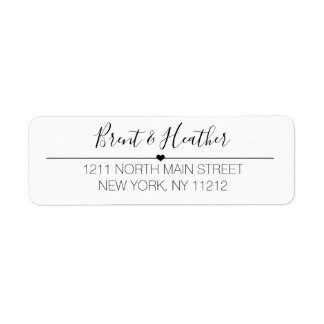 Zwart Wit Eenvoudige Cursieve Tekst en Hart Etiket