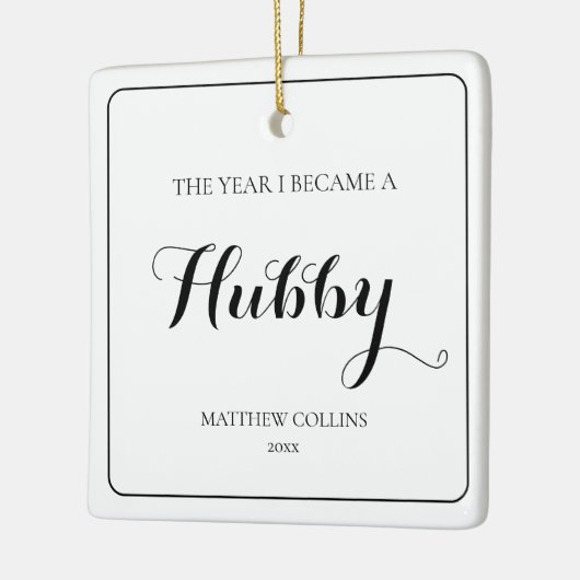 Zwart-wit Eenvoudige Eerste Kerstman Keramisch Ornament (Links)