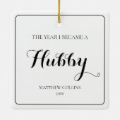 Zwart-wit Eenvoudige Eerste Kerstman Keramisch Ornament (Achterkant)