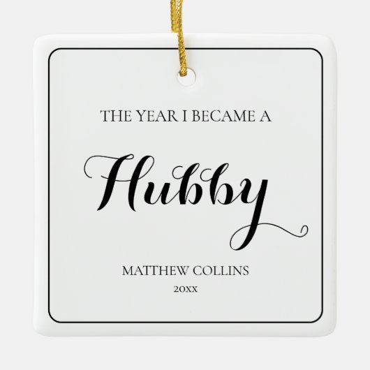 Zwart-wit Eenvoudige Eerste Kerstman Keramisch Ornament (Voorkant)