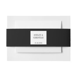 Zwart-wit eenvoudige elegante bruiloft uitnodigingen wikkel