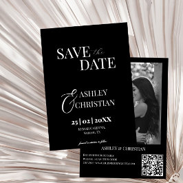 Zwart-wit eenvoudige elegante fotosjabloon save the date
