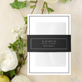 Zwart & Wit Eenvoudige Elegante Minimalistische Hu Uitnodigingen Wikkel