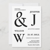 Zwart-wit eenvoudige elegante moderne bruiloft kaart (Voorkant)