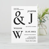 Zwart-wit eenvoudige elegante moderne bruiloft kaart (Staand voorkant)