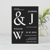 Zwart-wit eenvoudige elegante moderne bruiloft kaart (Staand voorkant)