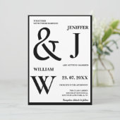 Zwart-wit eenvoudige elegante moderne bruiloft kaart (Staand voorkant)