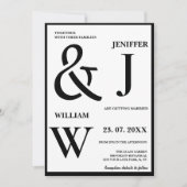 Zwart-wit eenvoudige elegante moderne bruiloft kaart (Voorkant)