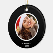 Zwart-wit Eenvoudige Familienaam Monogram FOTO Keramisch Ornament (Links)