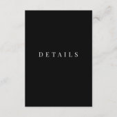 Zwart&Wit Eenvoudige Formele Trouwdetails Informatiekaartje (Voorkant)