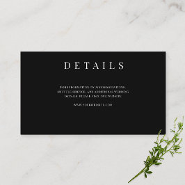 Zwart &Wit Eenvoudige Formele Trouwdetails   Informatiekaartje