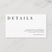 Zwart & Wit Eenvoudige Formele Trouwdetails  Informatiekaartje (Voorkant)