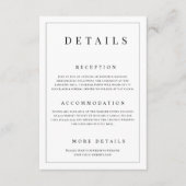 Zwart & Wit Eenvoudige Formele Trouwdetails Informatiekaartje (Voorkant)