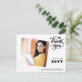 Zwart-wit eenvoudige foto afstudeer bedankt briefkaart (Staand voorkant)