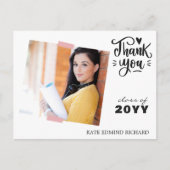 Zwart-wit eenvoudige foto afstudeer dank je wel briefkaart (Voorkant)