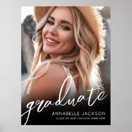 Zwart Wit Eenvoudige Foto Afstuderen Party Sign Poster