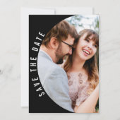 Zwart-wit Eenvoudige foto bruiloft Save The Date (Voorkant)