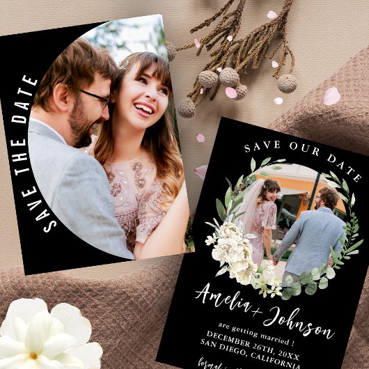 Zwart-wit Eenvoudige foto bruiloft Save The Date