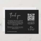 Zwart-wit Eenvoudige Foto QR Code Wedding Bedankkaart (Achterkant)