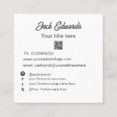 Zwart Wit Eenvoudige Foto Sociale Media Vierkante Visitekaartje (Achterkant)