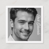 Zwart Wit Eenvoudige Foto Sociale Media Vierkante Visitekaartje (Voorkant)