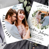 Zwart-wit eenvoudige fototrouwdag save the date