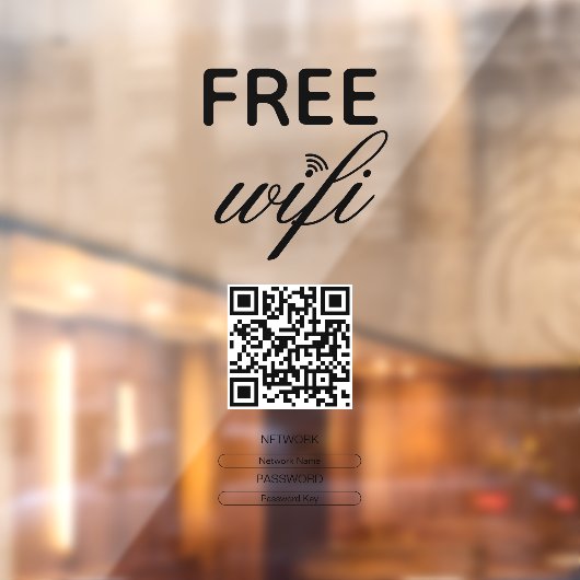 Zwart Wit Eenvoudige Gratis Wi-Fi QR-code Plaats  Raamsticker (Vel 2)