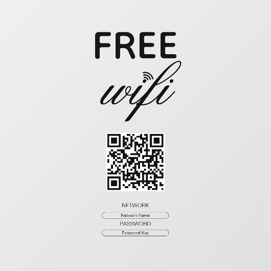 Zwart Wit Eenvoudige Gratis Wi-Fi QR Code Plaats Raamsticker (Vel)