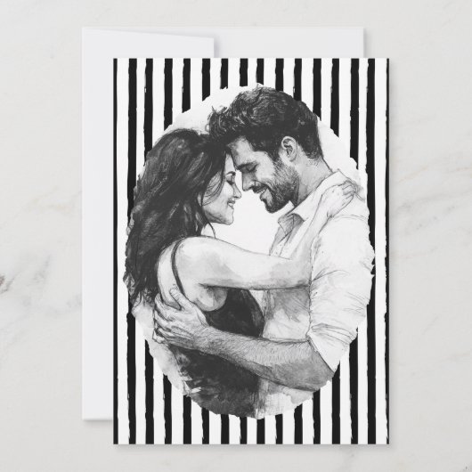 Zwart-wit Eenvoudige Huwelijk Save The Date (Achterkant)