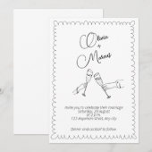 Zwart-wit Eenvoudige huwelijksuitnodiging Kaart (Voorkant / Achterkant)