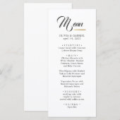 Zwart-wit. Eenvoudige klassieke bruiloft Menu (Voorkant / Achterkant)