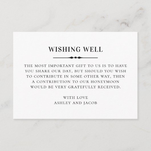 Zwart wit eenvoudige klassieke bruiloft wensen goe informatiekaartje (Voorkant)
