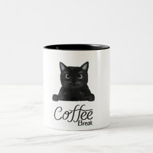Zwart-wit Eenvoudige Leuke Koffieonderbreking Mok