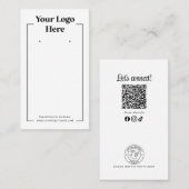 Zwart Wit Eenvoudige Logo Oorbel Backer Kaart Visitekaartje (Voorkant / Achterkant)