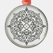 Zwart-wit Eenvoudige Mandala Metalen Ornament (Voorkant)