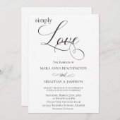 ** Zwart Wit Eenvoudige Minimale Moderne Huwelijk Kaart (Voorkant / Achterkant)