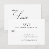** Zwart Wit Eenvoudige Minimale Moderne Huwelijk RSVP Kaartje (Voorkant / Achterkant)
