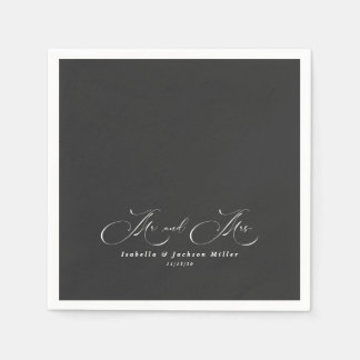 Zwart-wit eenvoudige minimalistische elegante brui servet