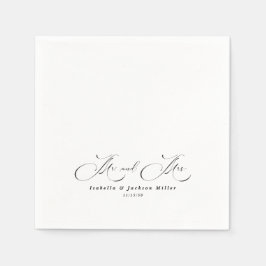 Zwart-wit eenvoudige minimalistische elegante brui servet