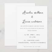 Zwart-wit eenvoudige minimalistische huwelijksuitn kaart (Voorkant / Achterkant)
