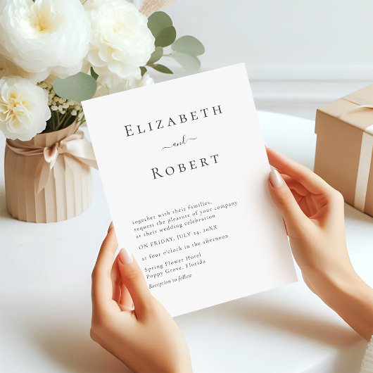 Zwart-wit eenvoudige minimalistische huwelijksuitn kaart