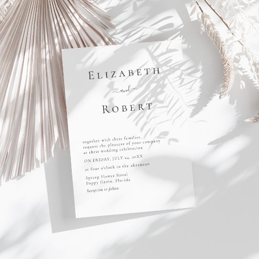 Zwart-wit eenvoudige minimalistische huwelijksuitn kaart